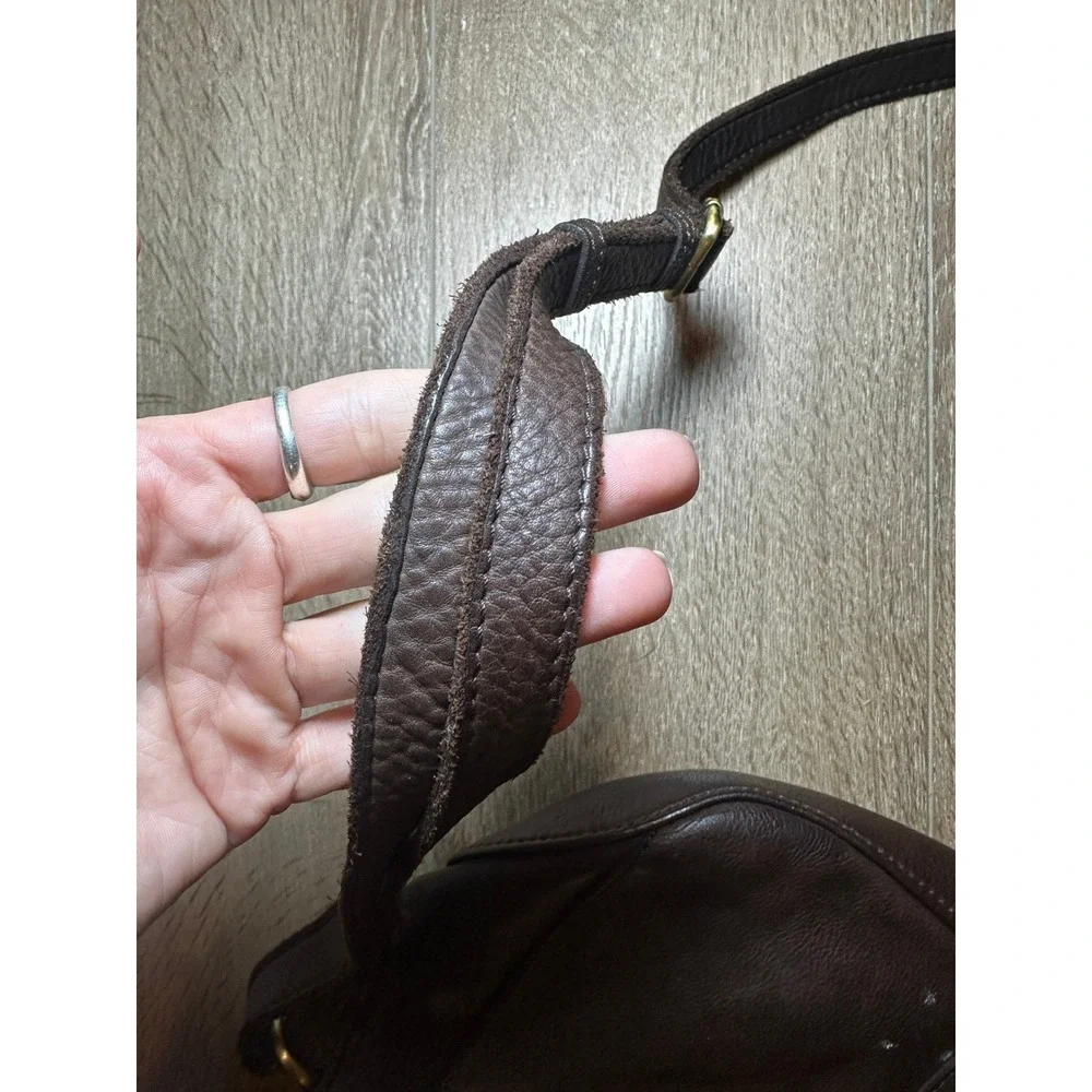 Marta Ponti Portugal Brown Leather Crossbody Bag Multi Zip Organizer Purse